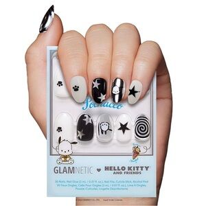 Glamnetic x Hello Kitty and Friends Pochacco Black & Silver Press On Nails